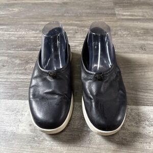 Eileen Fisher SLIP ON LOAFERS Shoes Sydney Black Washed Leather WOMEN'S SIZE 9.5